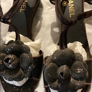 Chanel Camelia Wedge Sandals